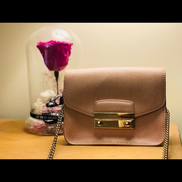Furla metropolis mini leather crossbody moonstone